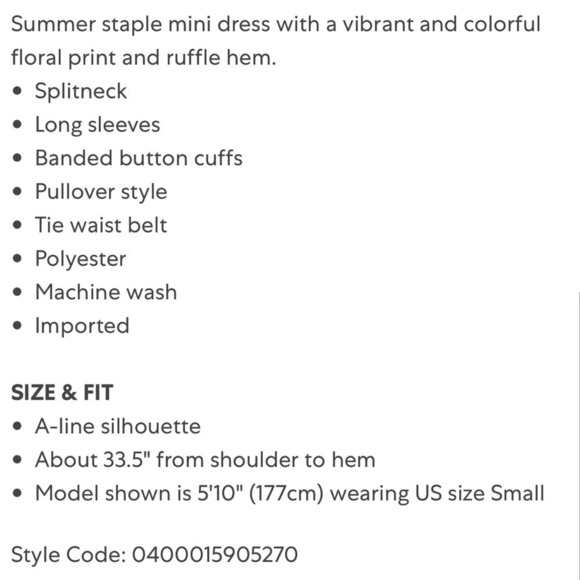 Walter Baker Leighton Floral Belted Mini Dress Size X-Small Long Sleeve A-Line - Picture 11 of 11